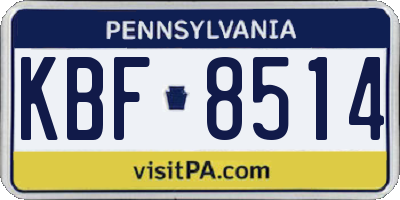 PA license plate KBF8514