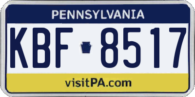 PA license plate KBF8517