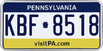 PA license plate KBF8518