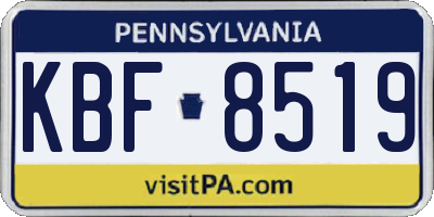 PA license plate KBF8519