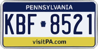PA license plate KBF8521
