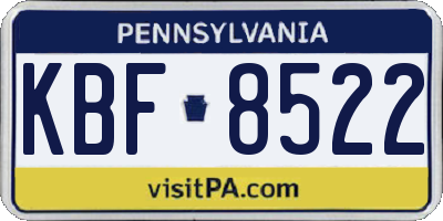 PA license plate KBF8522