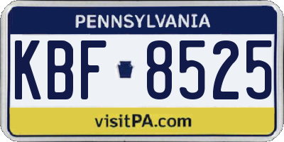 PA license plate KBF8525