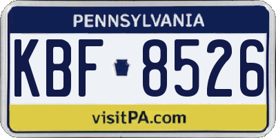 PA license plate KBF8526