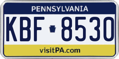 PA license plate KBF8530