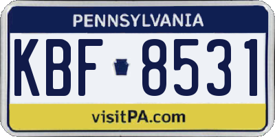 PA license plate KBF8531