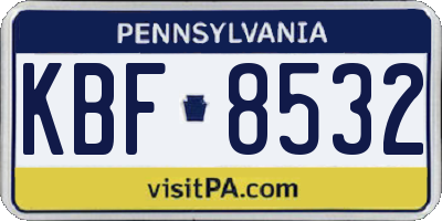 PA license plate KBF8532