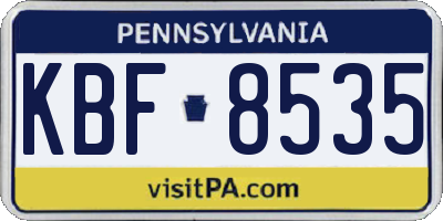PA license plate KBF8535