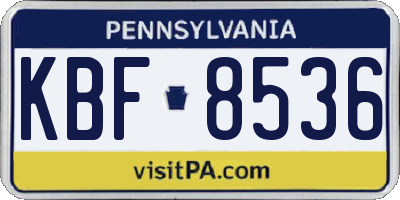 PA license plate KBF8536