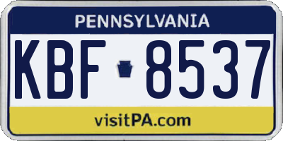 PA license plate KBF8537