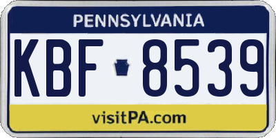 PA license plate KBF8539