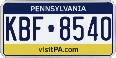 PA license plate KBF8540