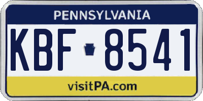 PA license plate KBF8541