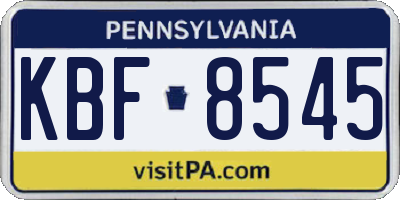 PA license plate KBF8545