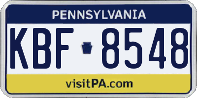 PA license plate KBF8548