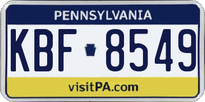 PA license plate KBF8549