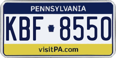 PA license plate KBF8550