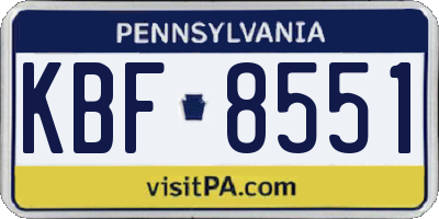 PA license plate KBF8551
