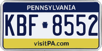 PA license plate KBF8552