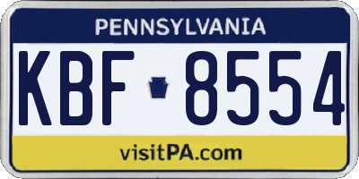 PA license plate KBF8554