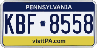 PA license plate KBF8558