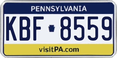 PA license plate KBF8559