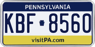 PA license plate KBF8560