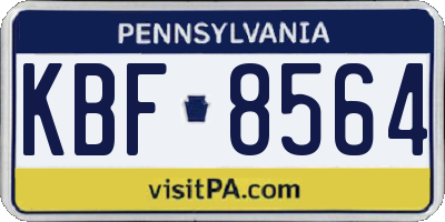 PA license plate KBF8564