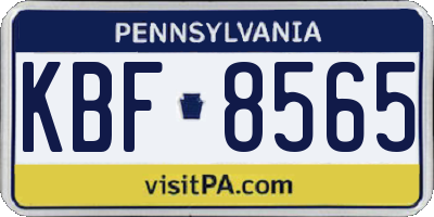 PA license plate KBF8565