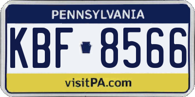 PA license plate KBF8566