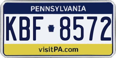 PA license plate KBF8572