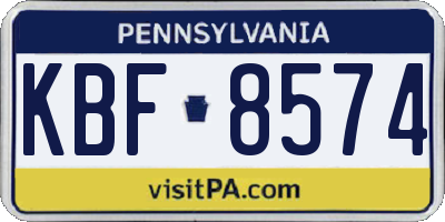 PA license plate KBF8574