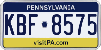 PA license plate KBF8575
