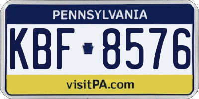 PA license plate KBF8576