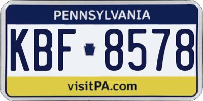 PA license plate KBF8578