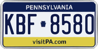 PA license plate KBF8580
