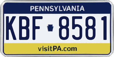 PA license plate KBF8581