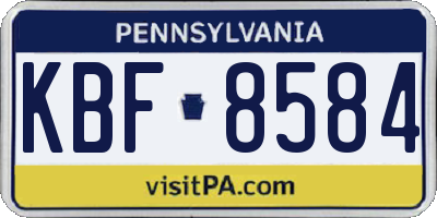 PA license plate KBF8584