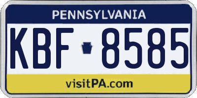 PA license plate KBF8585