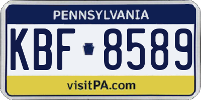 PA license plate KBF8589