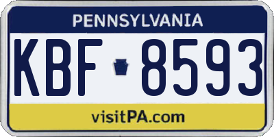 PA license plate KBF8593
