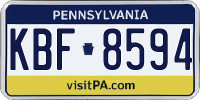 PA license plate KBF8594
