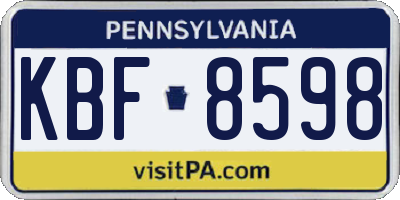 PA license plate KBF8598