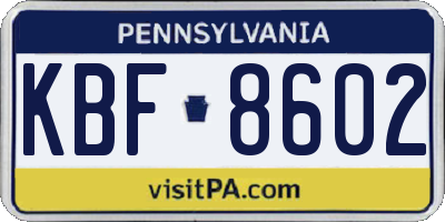 PA license plate KBF8602