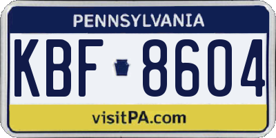 PA license plate KBF8604