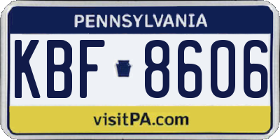 PA license plate KBF8606