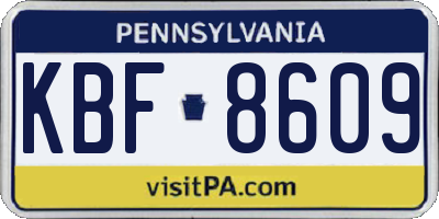 PA license plate KBF8609