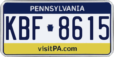 PA license plate KBF8615