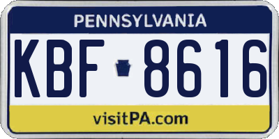 PA license plate KBF8616