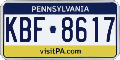 PA license plate KBF8617